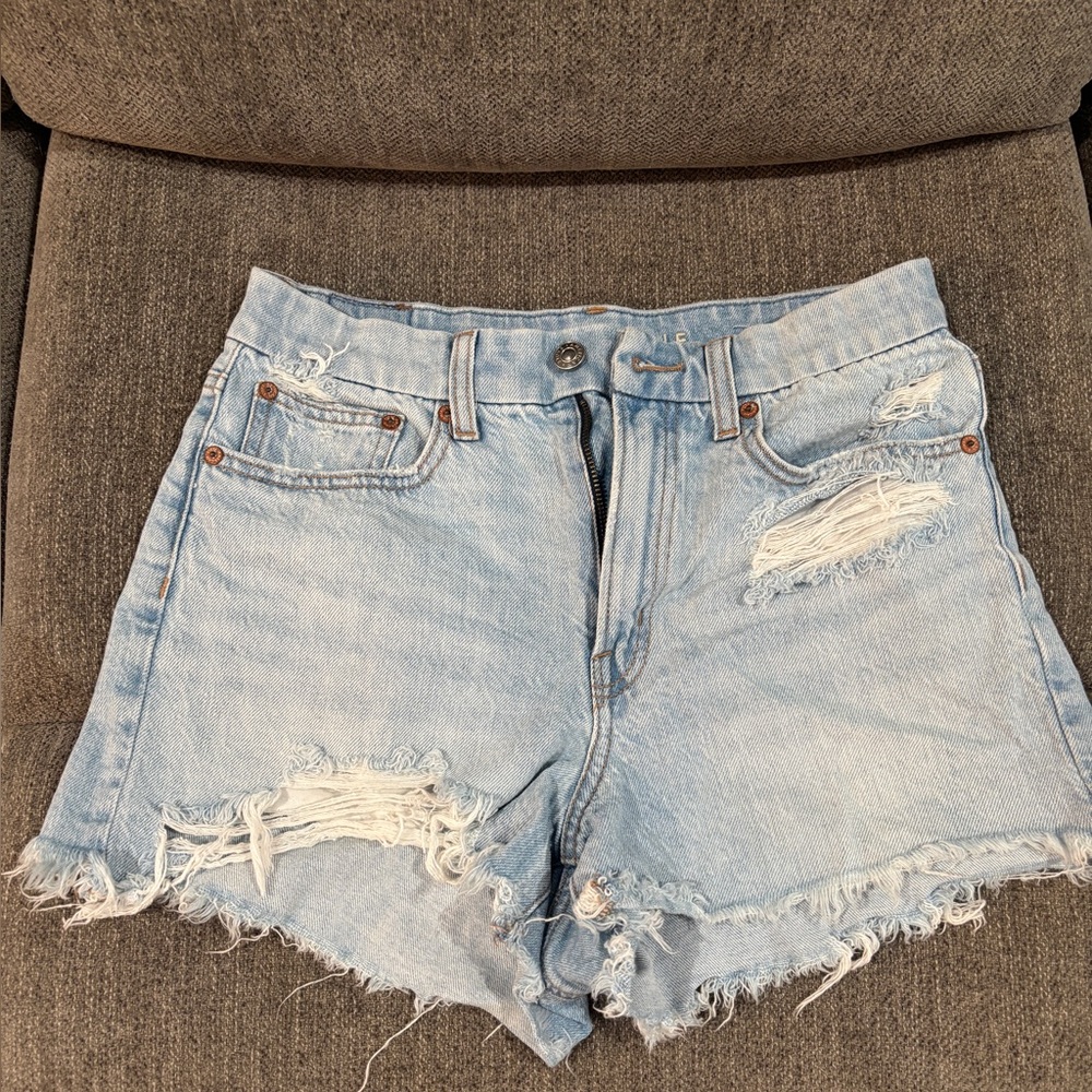 American Eagle Outfitters Light Blue Distressed Jean Shorts
